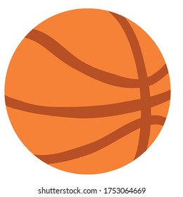brauner Basketball, flach, einzeln auf weißem Hintergrund, Vektorgrafik,