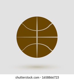 Brown basketball ball on a gray background