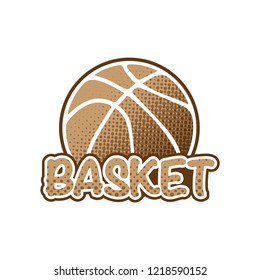 Brown basketball with halftones and sample text