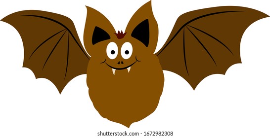 braune Fledermaus, Illustration, Vektorillustration auf weißem Hintergrund.