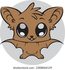 Brown bat vector, 2d design illustration