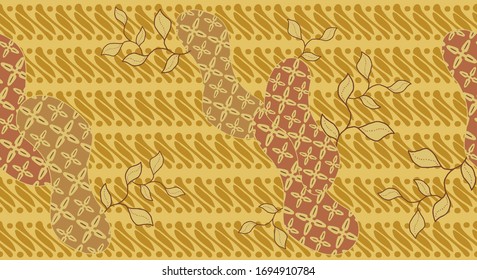 Brown batik pattern with different pattern shape. Batik pattern from indonesia.
