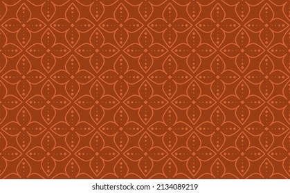 Brown batik vector pattern background. Javanese culture visualization. Background with floral pattern.