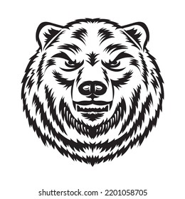 Brown bear angry face vector illustration, perfect for tattoo, mascot logo and t shirt design