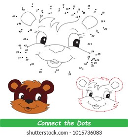 Brown Bear Beautiful. Dot to Dot Educational Game for Kids.