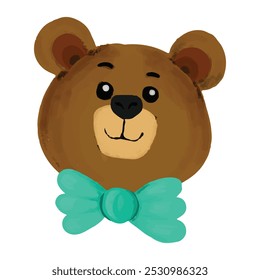 a brown bear with a blue bow tie. vector illustration. eps 10