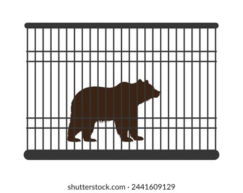 Brown bear in a cage, vector illustration