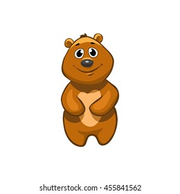 Brown Bear Cartoon Character. Emotion: smiling