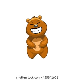 Brown Bear Cartoon Character. Emotion: laughing