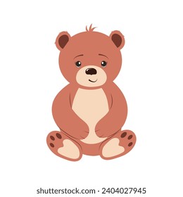 Caricatura del oso pardo aislado de fondo blanco. Diseño de oso de peluche, ilustración vectorial.