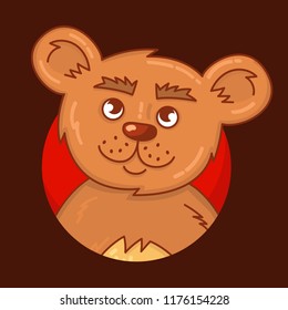 Brown bear colorful animal character  portrait vector icon