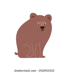 Brown bear. Cute adorable forest animal. Colored vector flat illustration isolated on white background