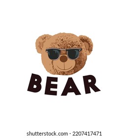 Brown bear doll slogan vector illustration.Funny bear.