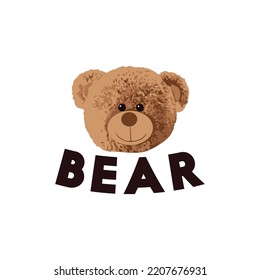 Brown bear doll slogan vector illustration.Funny bear.