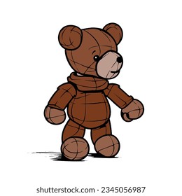 Braun-Bär-Puppe, die auf zwei Beinen steht, Vektorgrafik einzeln