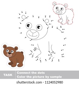 Brown Bear. Dot to dot educational game for kids.
