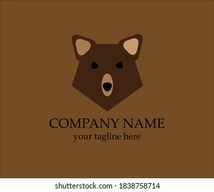 Brown bear face animal vector logo template