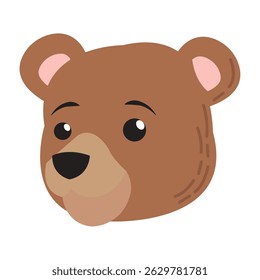 Brown bear face cartoon. Vector illustration