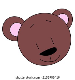 brown bear face and head cartoon isolated