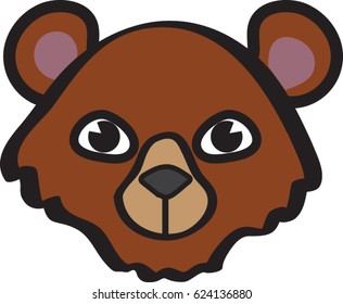 Brown Bear Face Icon - Vector Illustration