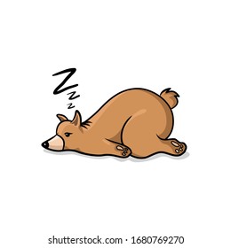 Brown Bear Feel Sleepy, Illustration Design in White Background