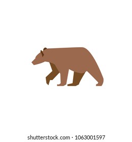 Brown bear flat vector icon isolated on a white background.