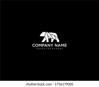Brown bear. Grizzly bears. Polar bear lines are isolated geometric silhouettes on a set of white background vector design elements