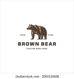 Brown Bear Grizzly Logo Design Vector Image