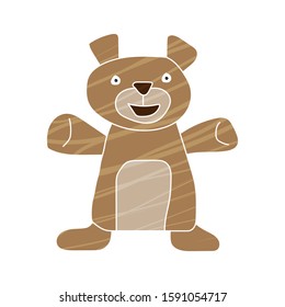 Brown bear Hand drawn design vector with color textures. unique elements and icons