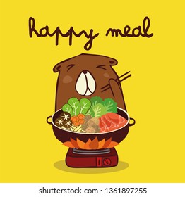 brown bear  happy meal  character cartoon  vector