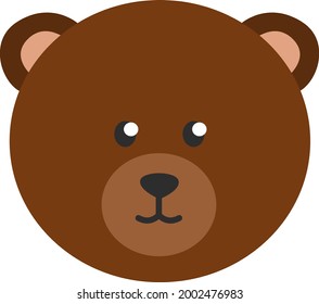 Cabeza de oso marrón, ilustración, vector sobre un fondo blanco.