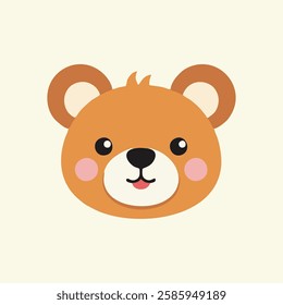 Brown bear head with smiling mouth