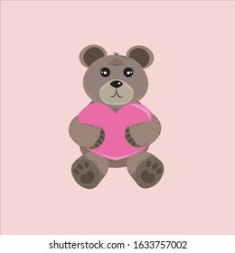 Brown bear with a heart in the front