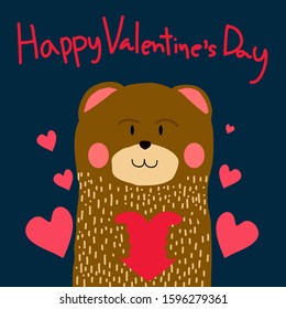 Brown Bear Holding Big Red Heart Stock Vector (Royalty Free) 1596279361 ...