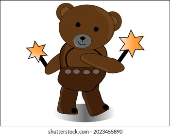 brown bear holding a yellow star