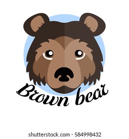 brown bear illustration with inscription on the background of blue circle