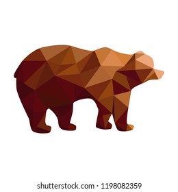 Brown bear illustration in vector. Geometric polygon design style.