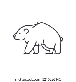 Brown bear line icon concept. Brown bear vector linear illustration, symbol, sign