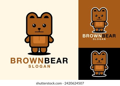 Brown Bear Mascot Cartoon Logo Design
