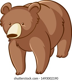 Oso marrón en ilustración de fondo blanco