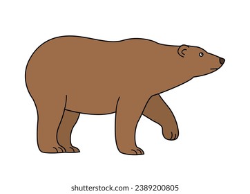 Brown bear on a white background. Forest predator. Symbol and sign. Animals in the wild. Vector isolated illustration