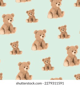 brown bear pattern in green background