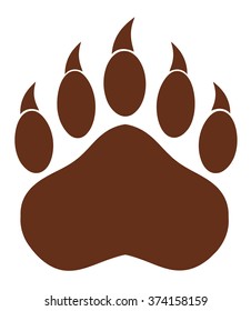 Brown Bear Paw With Claws. Vector Illustration Isolated On White