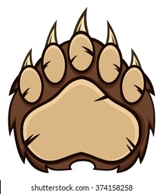 Brown Bear Paw With Claws. Vector Illustration Isolated On White