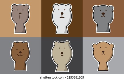 brown bear and polar bear set character minimal design. So Cute. vector design