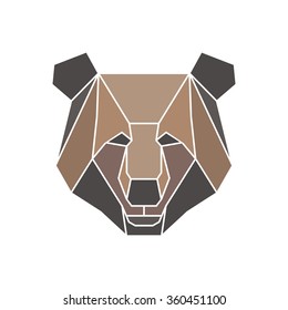 Brown bear polygonal portrait. Abstract low poly design. 