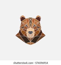 Brown bear portrait. Abstract polygonal design. Vector illustration.