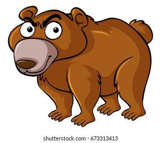 Brown bear with serious face illustration