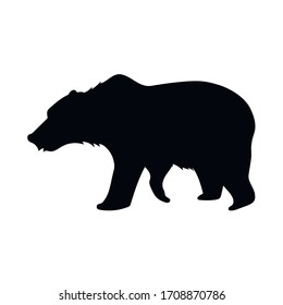 Brown bear silhouette, wild animal, drawing, vector illustration