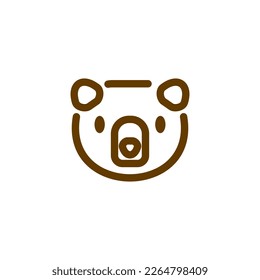brown bear simple line icon logo vector design, modern logo pictogram design of grizzly bear mascot 